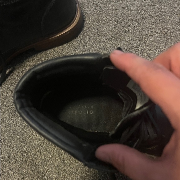 Men's Perry Elis Portfolio Black Leather Boots - Picture 6 of 7